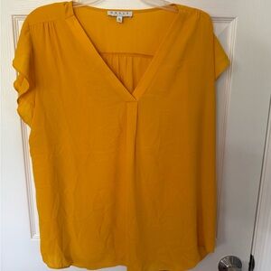Chaus Yellow Flutter Sleeve Blouse Relaxed Fit